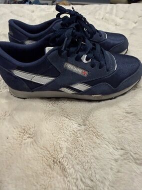 Reebok Men's Navy and White Retro Running Sneakers